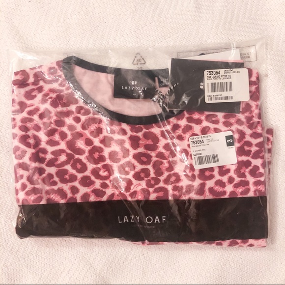 NWT Lazy Oaf pink leopard tee - Picture 2 of 3